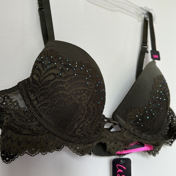 🦋 La Senza Dark‎ Green Lace Bra NWT - Picture 4 of 7